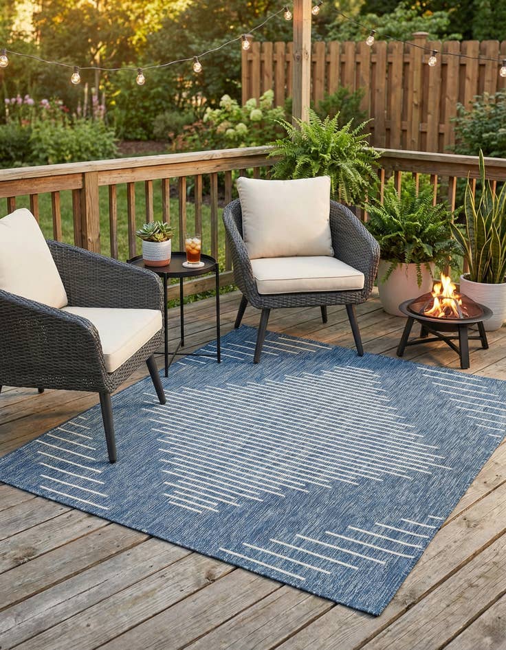 Detail image of 5' 3 x 5' 3 Easy-Clean Modern Indoor / Outdoor Square Rug