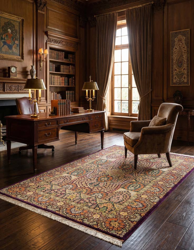 Detail image of 3' 5 x 5' Ghom Silk Rug