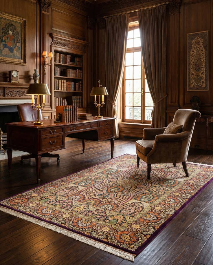 Detail image of 3' 5 x 5' Ghom Silk Rug