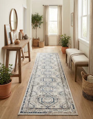 Gray Blue Charlotte Runner Rug