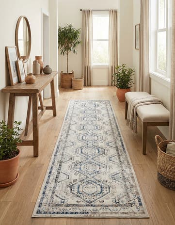 Gray Blue Charlotte Runner Rug