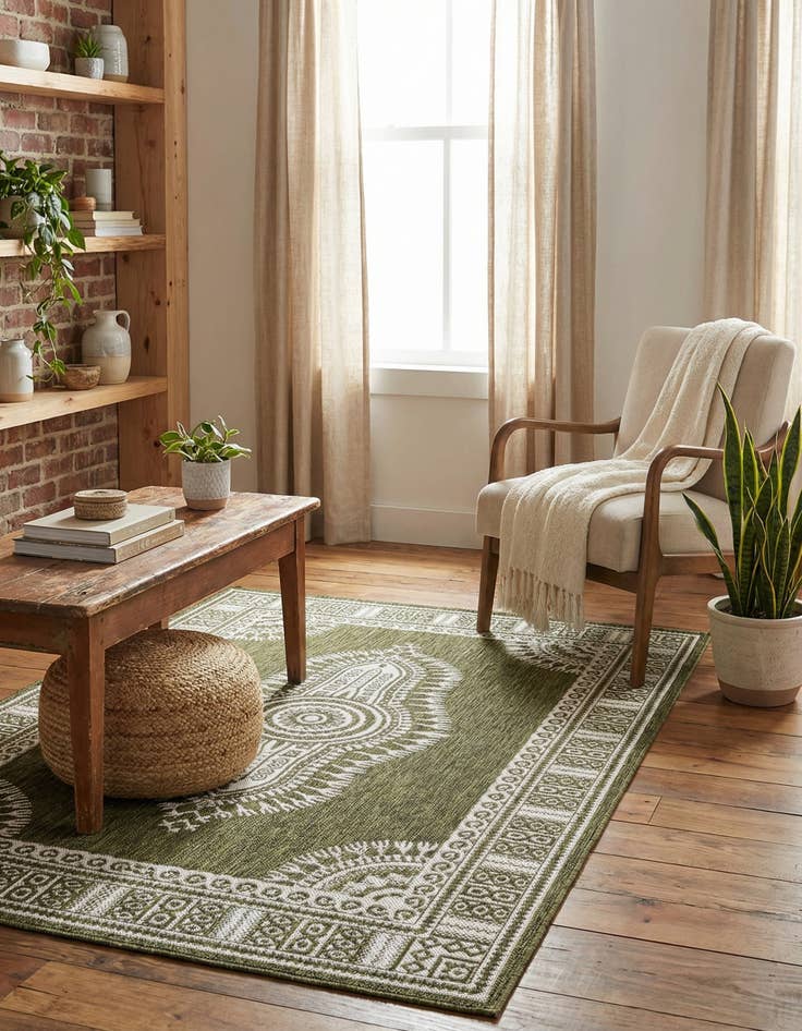 Detail image of 4' x 6' Easy-Clean Traditional Indoor / Outdoor Rug