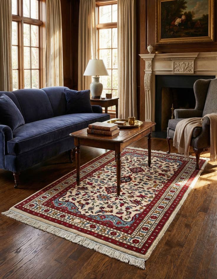 Detail image of 3' 2 x 5' 6 Hand Knotted Lahour Wool Rug
