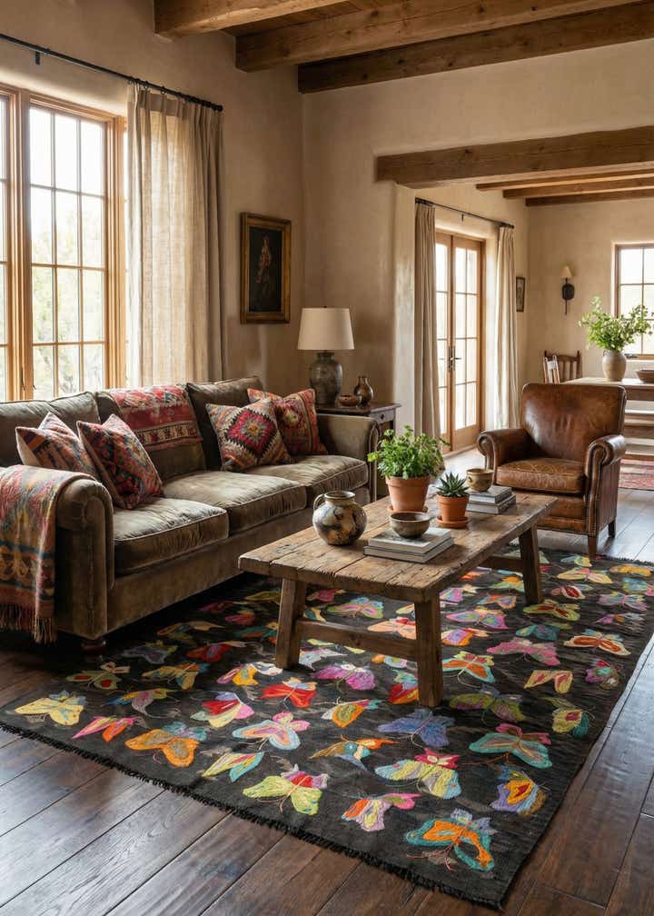 5' 4 x 7' 9 Hand Woven Kilim Suzani Wool Rug