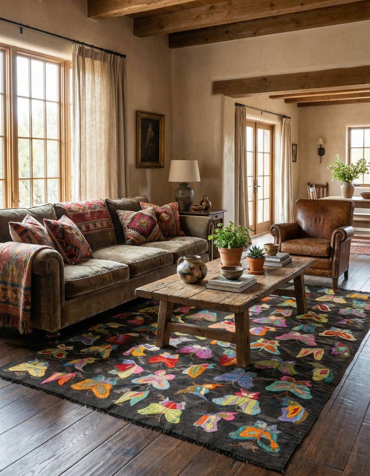 Detail image of 5' 4 x 7' 9 Hand Woven Kilim Suzani Wool Rug