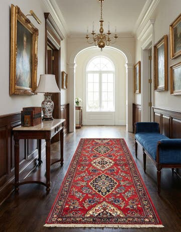 2' 8 x 6' 8 Hand Knotted Qom Persian Runner Rug