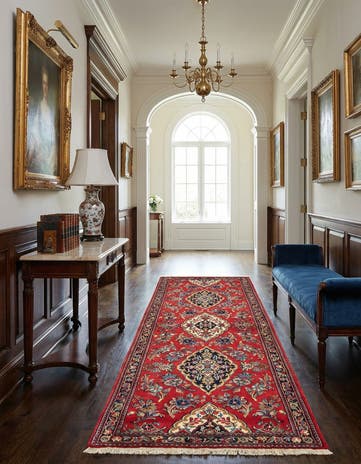 2' 8 x 6' 8 Hand Knotted Qom Persian Runner Rug