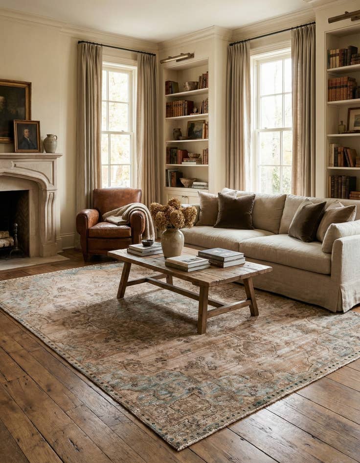 Detail image of 6' 9 x 9' 7  Hand Knotted Ultra Vintage Persian Wool Rug