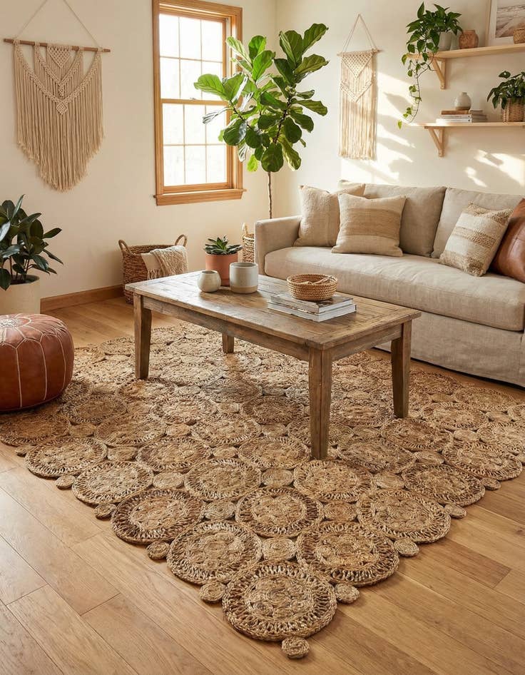 Detail image of 7' 10 x 7' 10  Hand Braided Jute Square Rug