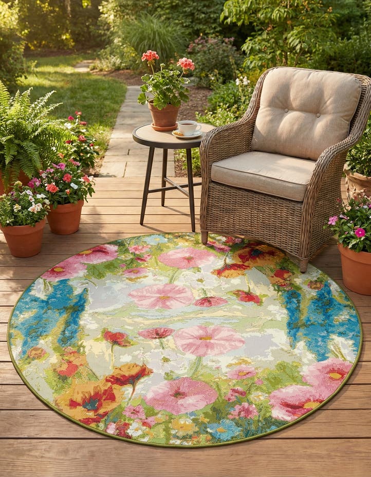 5' x 5' Easy-Clean Botanical Indoor / Outd...