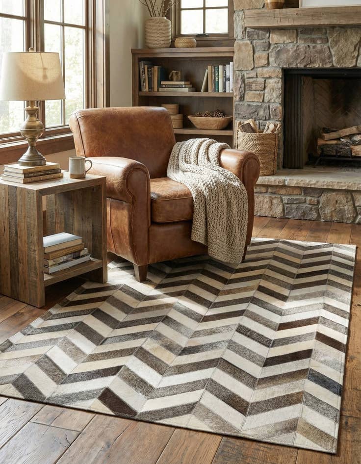 Detail image of 4' 2 x 6' 1 Cowhide - Patchwork Rug