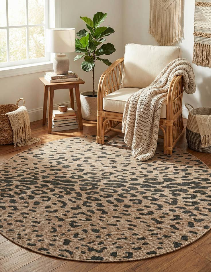 Detail image of 6' x 6'  Washable Safari Indoor / Outdoor Square Rug