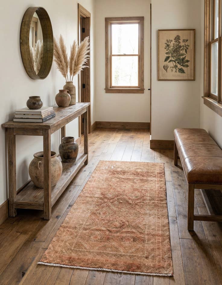 Detail image of  2' 4 x 4' 7  Hand Knotted Ultra Vintage Persian Wool Runner Rug