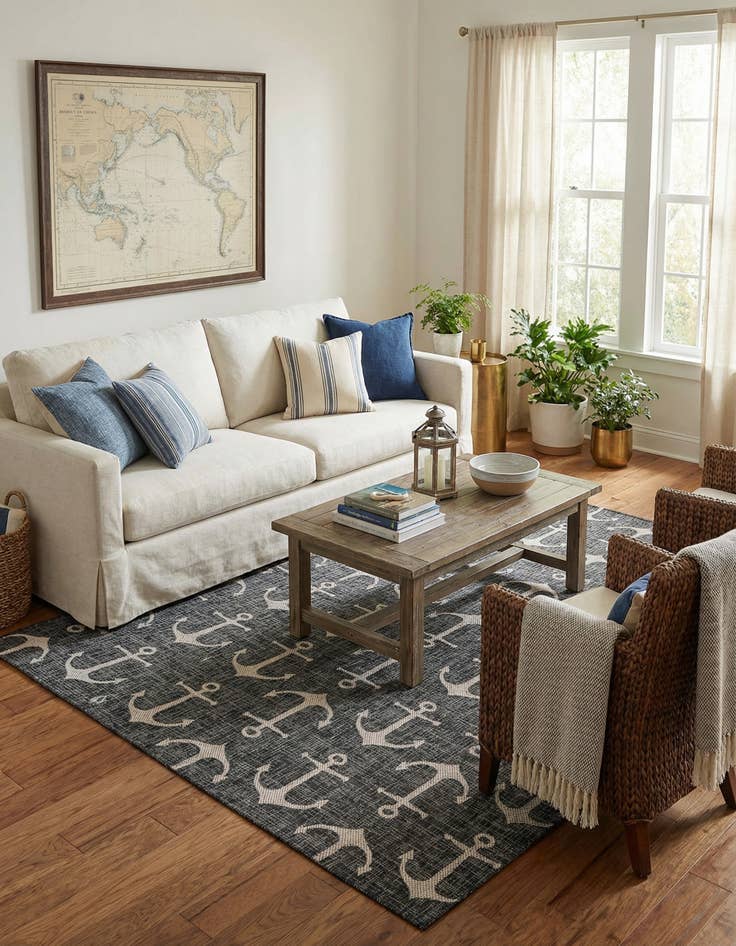 Detail image of 10' x 13'  Washable Coastal Indoor / Outdoor Rug