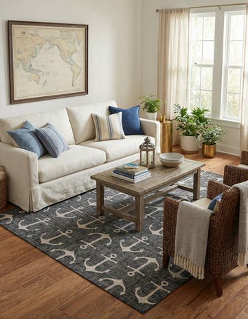 10' x 13' Easy-Clean Coastal Indoor / Outdoor Rug