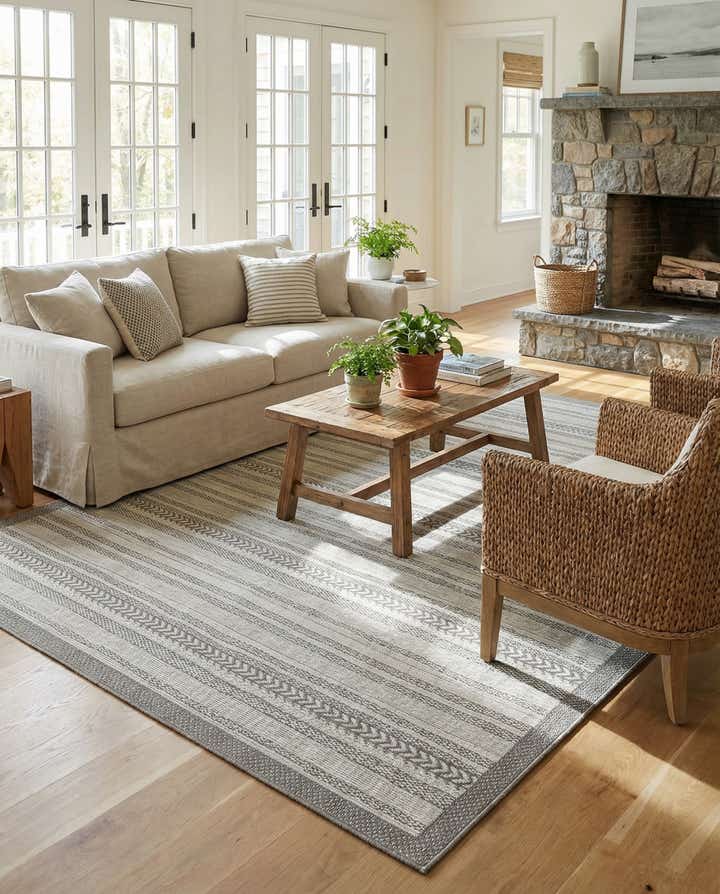 8' x 11' 4 Easy-Clean Border Indoor / Outdoor Rug