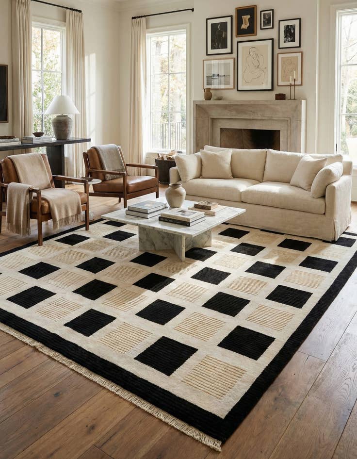 Detail image of 8' 4 x 11'  Hand Knotted Darya Wool Rug