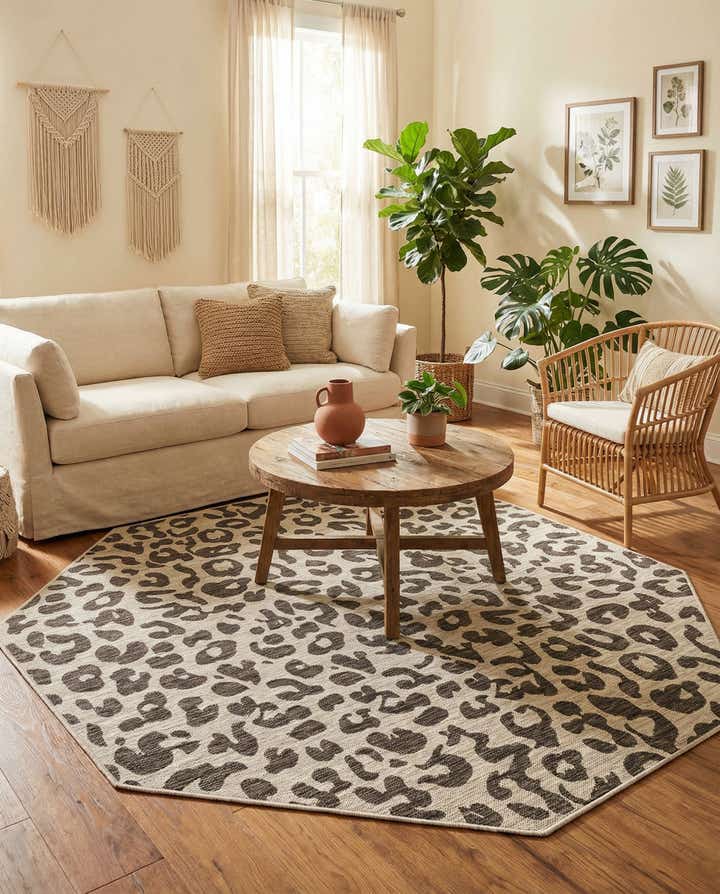 7' 10 x 7' 10 Easy-Clean Safari Indoor / Outdoor Octagon Rug