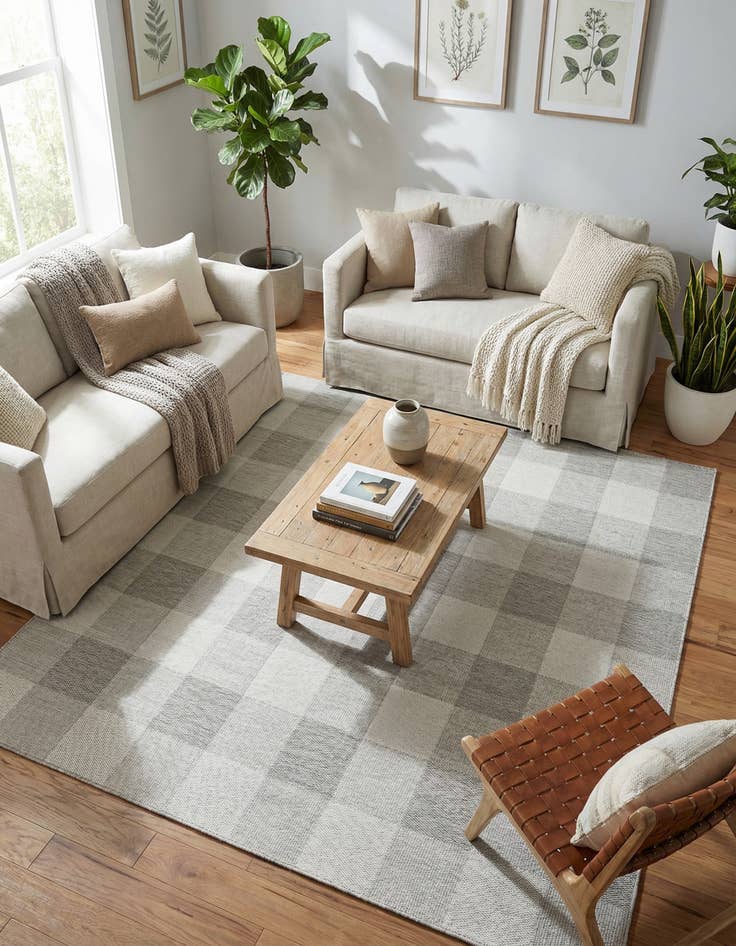 Detail image of  7' 10 x 7' 10  Washable Checkered Indoor / Outdoor Square Rug