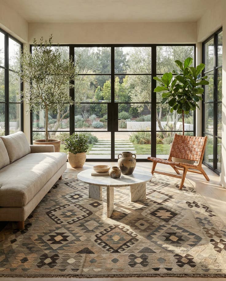 Detail image of 6' x 7' 7 Hand Woven Kilim Maymana Wool Rug