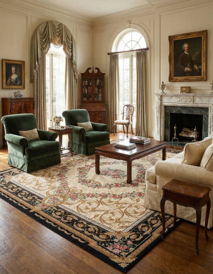 Detail image of 10' x 10'  Washable Traditional Indoor / Outdoor Square Rug