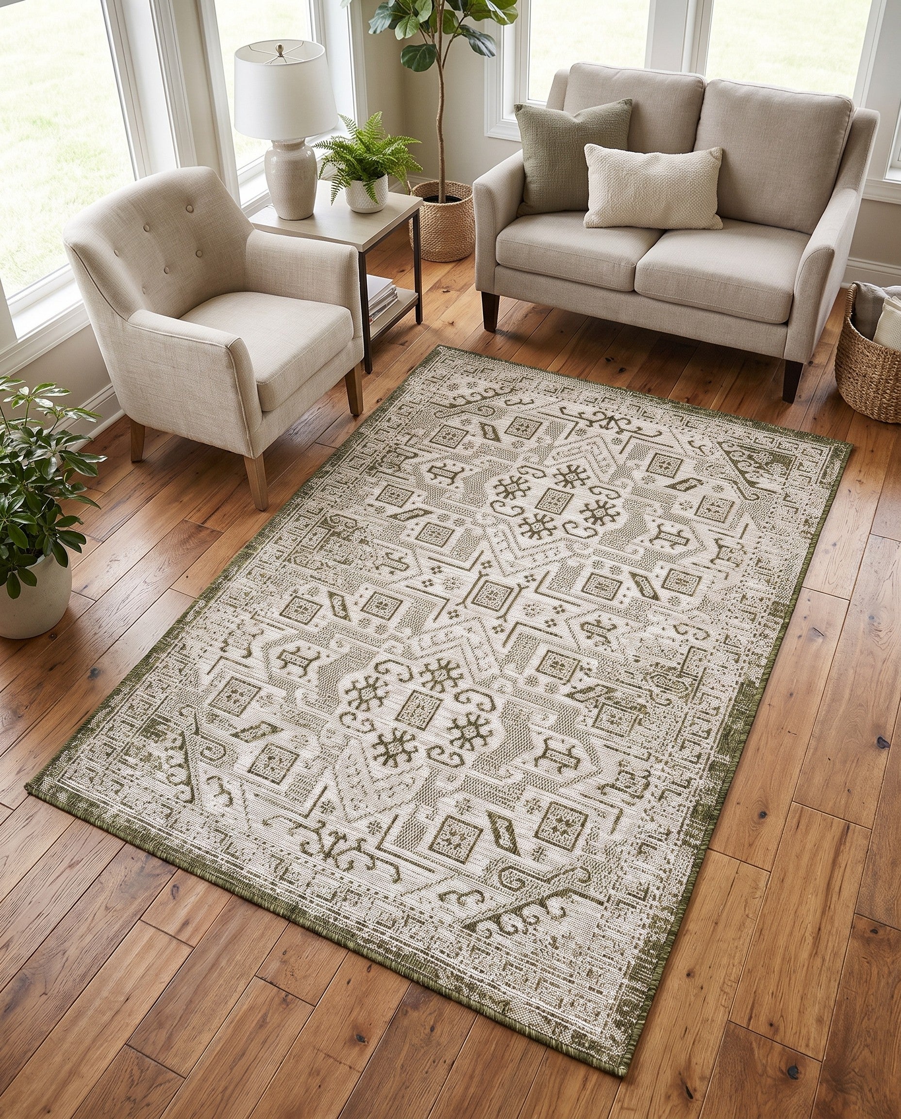 4' x 6' Easy-Clean Aztec Indoor / Outdoor Rug