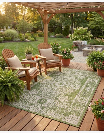 6' x 9' Easy-Clean Traditional Indoor / Outdoor Rug