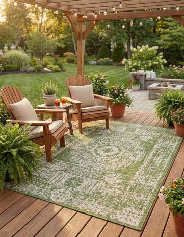 6' x 9' Easy-Clean Traditional Indoor / Outdoor Rug