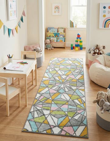 Stained Glass Whimsy Kids Runner Rug