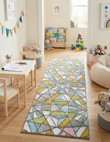 2' 2 x 6' 1 Stained Glass Whimsy Kids Runner Rug