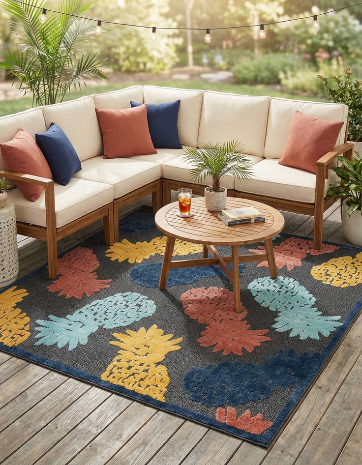 Detail image of 7' 10 x 7' 10  Washable Belize Indoor / Outdoor Square Rug