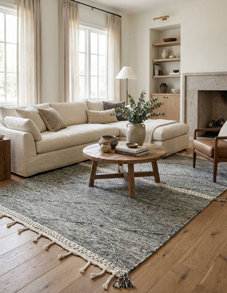 Detail image of 5' 10 x 9' 4  Hand Knotted Moroccan Wool Rug