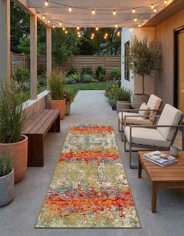 2' 7 x 10' Easy-Clean Modern Indoor / Outdoor Runner Rug