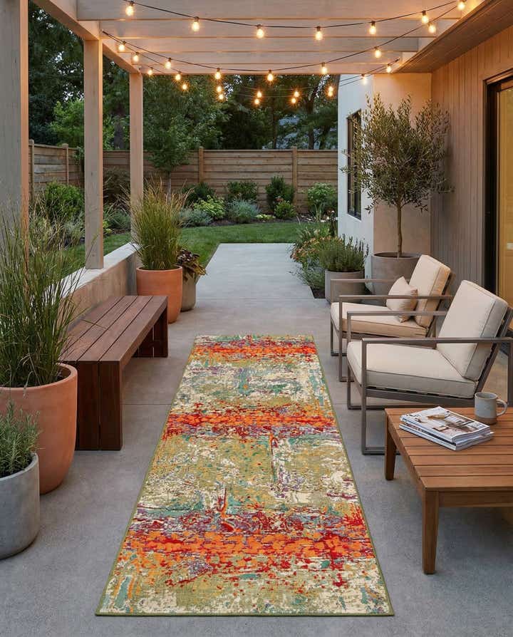 2' 7 x 10' Easy-Clean Modern Indoor / Outdoor Runner Rug