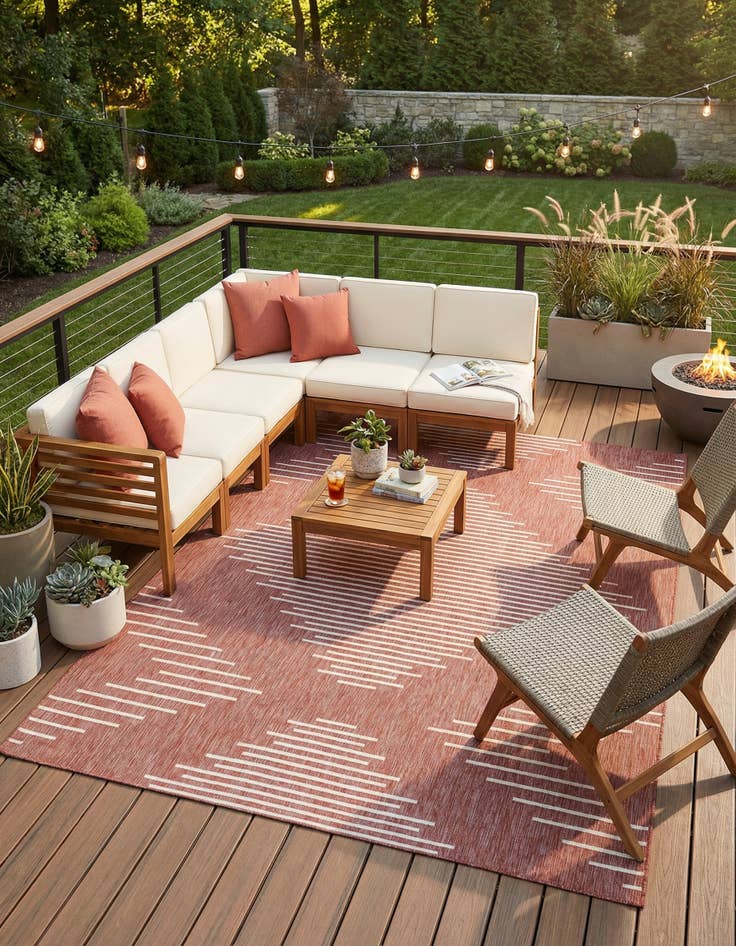 Detail image of  9' x 12'  Washable Modern Indoor / Outdoor Rug