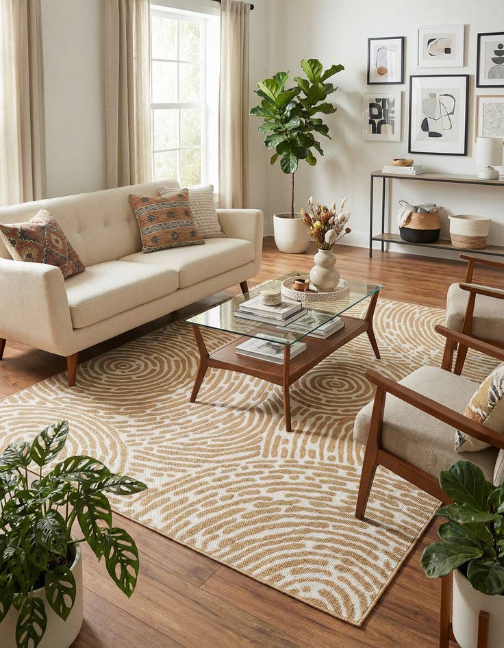 Detail image of  5' 3 x 8'  Washable Modern Indoor / Outdoor Rug