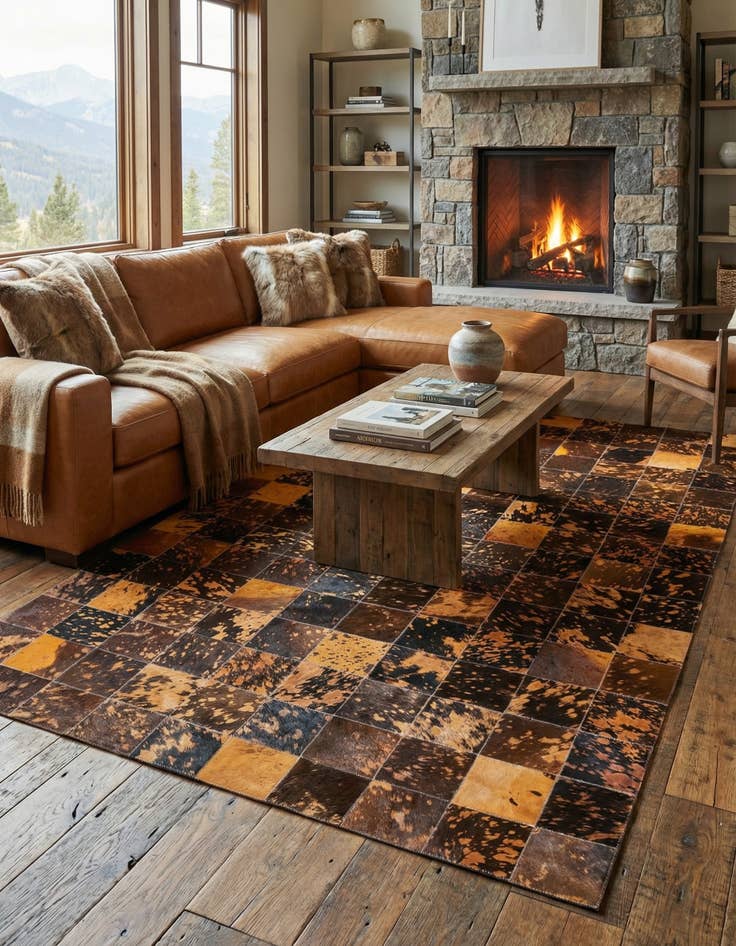 Detail image of  4' 10 x 7' 9 Cowhide Rug