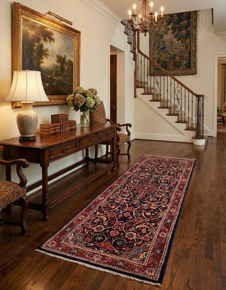 Detail image of 3' 9 x 10' 6 Sarouk Wool Runner Rug