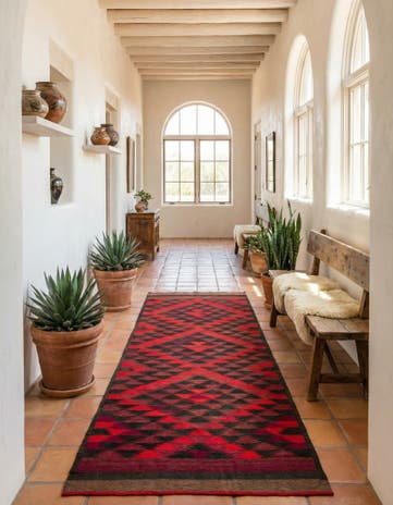 4' 4 x 10' 9 Hand Woven Kilim Fars Wool Runner Rug
