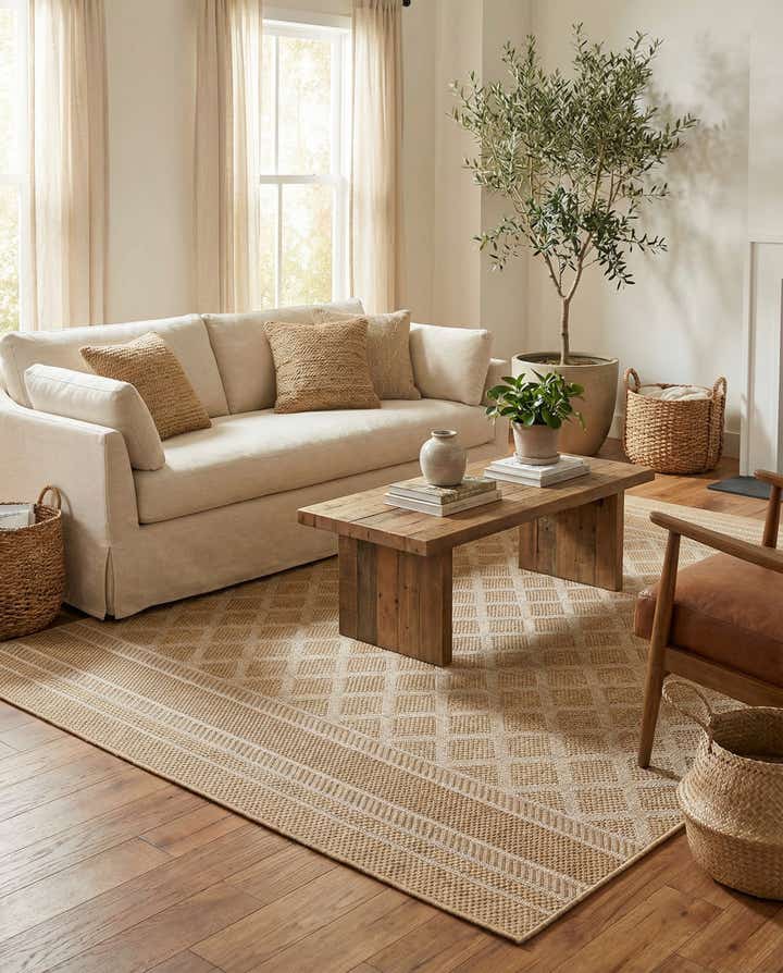 6' 1 x 9' Easy-Clean Lattice Indoor / Outdoor Rug