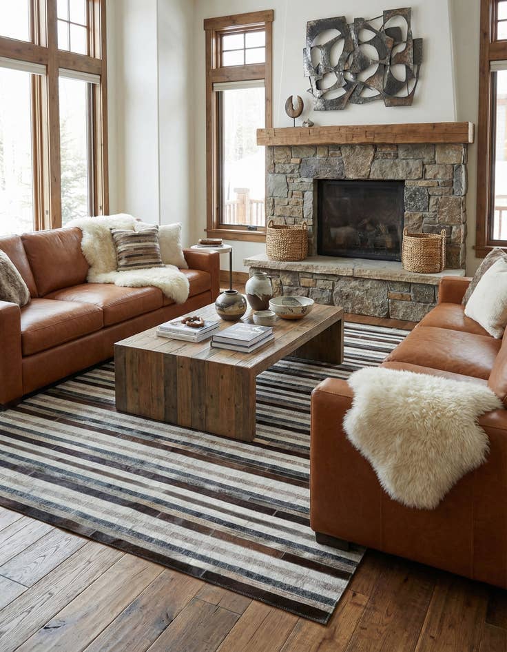 Detail image of  5' 1 x 8' Cowhide Leather Rug