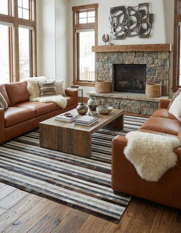 5' 1 x 8' Cowhide Leather Rug