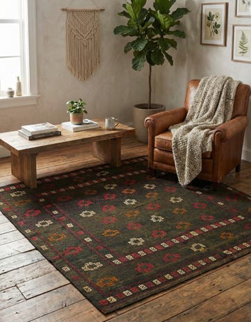 4' 2 x 4' 5 Hand Knotted Sumak Wool Square Rug