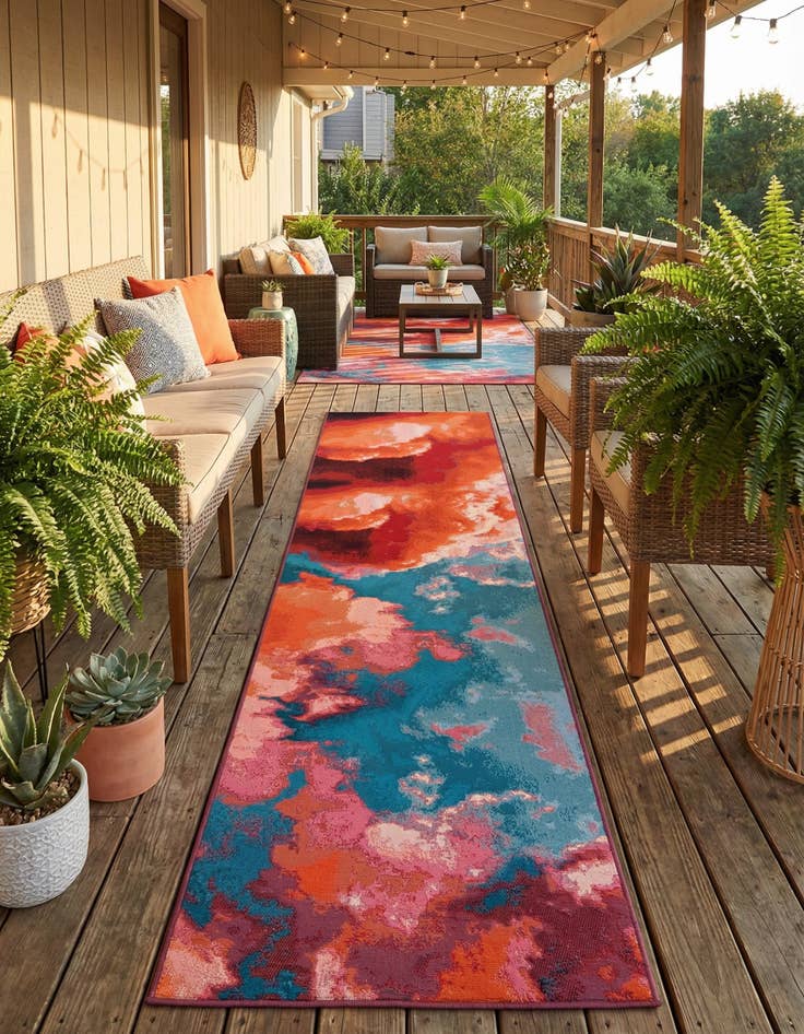 Detail image of 2' 7 x 12' Easy-Clean Modern Indoor / Outdoor Runner Rug