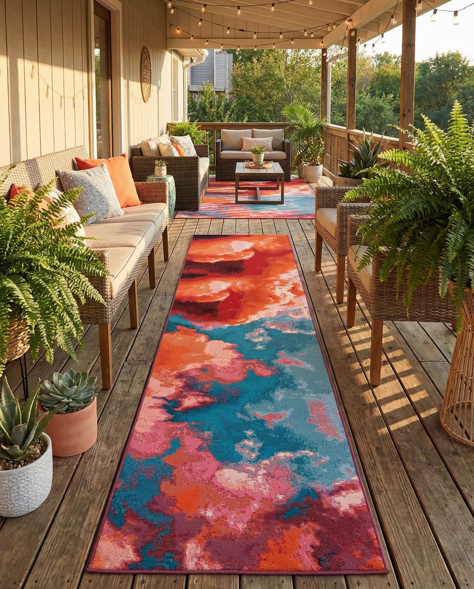 2' 7 x 12' Easy-Clean Modern Indoor / Outdoor Runner Rug