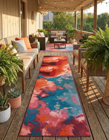 2' 7 x 12' Easy-Clean Modern Indoor / Outdoor Runner Rug