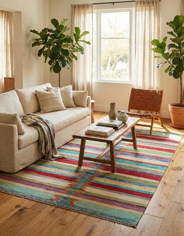 5' 5 x 8' 2 Hand Woven Kilim Modern Wool Rug