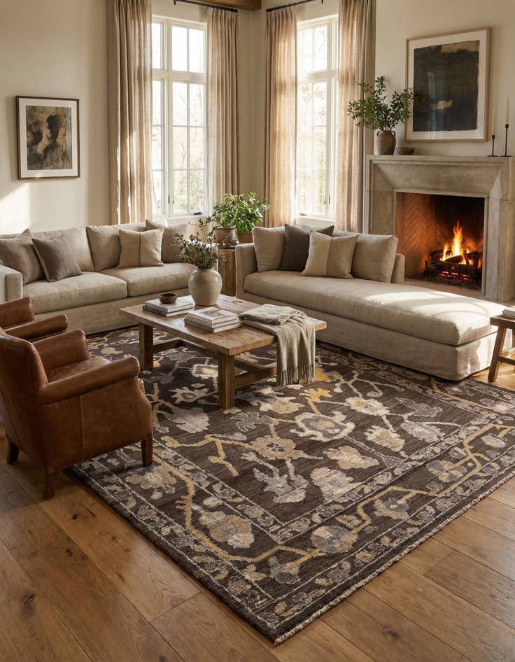 Detail image of 9' 2 x 12' 8  Hand Knotted Oushak Wool Rug