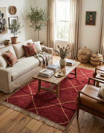 6' 2 x 9' 4 Hand Knotted Moroccan Wool Rug