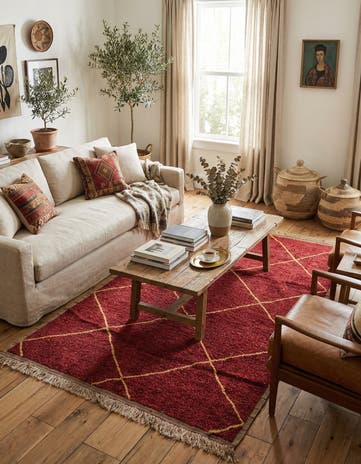 6' 2 x 9' 4 Hand Knotted Moroccan Wool Rug